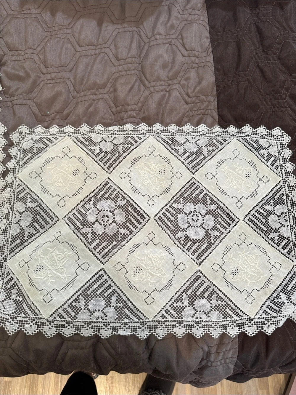 Vintage cutwork embroidered placemats set of 4